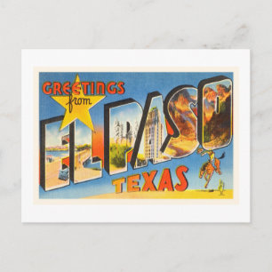 El Paso Texas TX Old Vintage Travel Souvenir Postcard