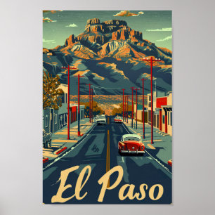 El Paso Texas USA Famous Travel Place Poster