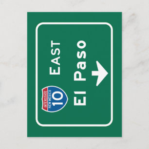 El Paso, TX Road Sign Postcard