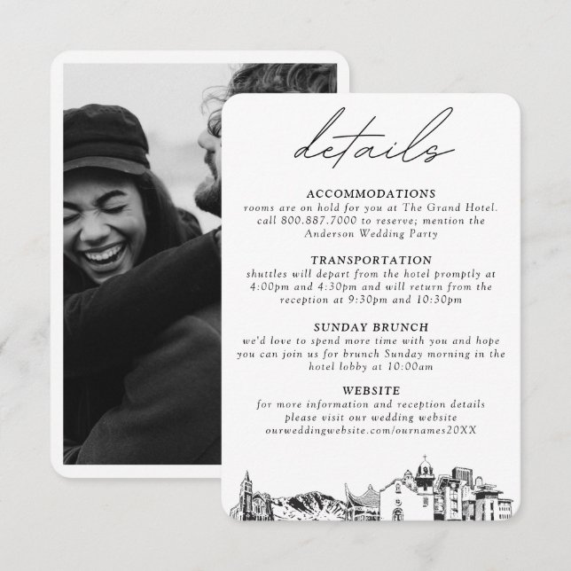 El Paso Wedding Vertical Details Enclosure Card (Front/Back)
