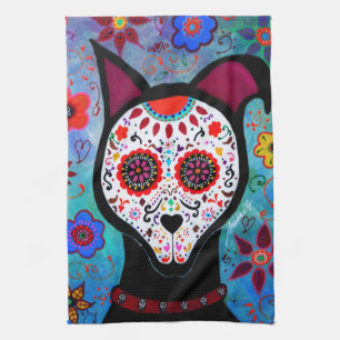 EL PERRO DOG DIA DE LOS MUERTOS TEA TOWEL
