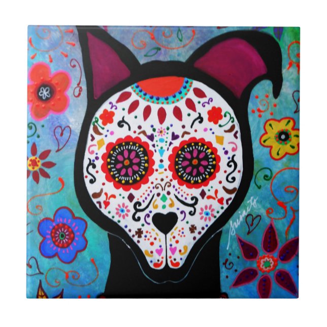 EL PERRO DOG DIA DE LOS MUERTOS TILE (Front)
