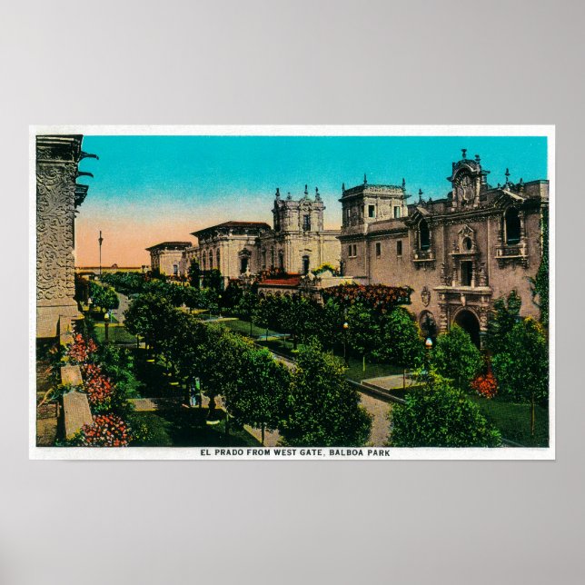 El Prado from West Gate, Balboa Park Poster (Front)