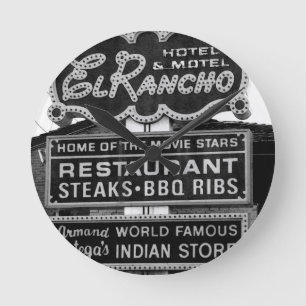 El Rancho Hotel Sign Round Clock