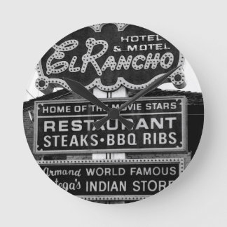 El Rancho Hotel Sign Round Clock
