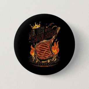 El Rey De La Carne Asada Bbq Cookout Master King F 6 Cm Round Badge