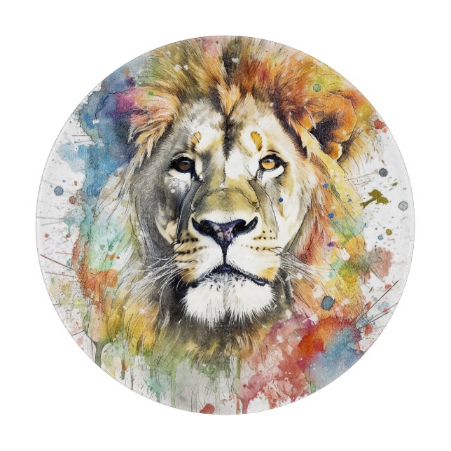 El rey del colour - Un león majestuoso  Cutting Board (Front)