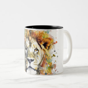 El rey del colour - Un león majestuoso  Two-Tone Coffee Mug