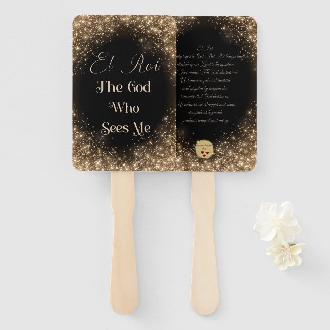 El Roi (black/gold) Hand Fan (Front and Back)