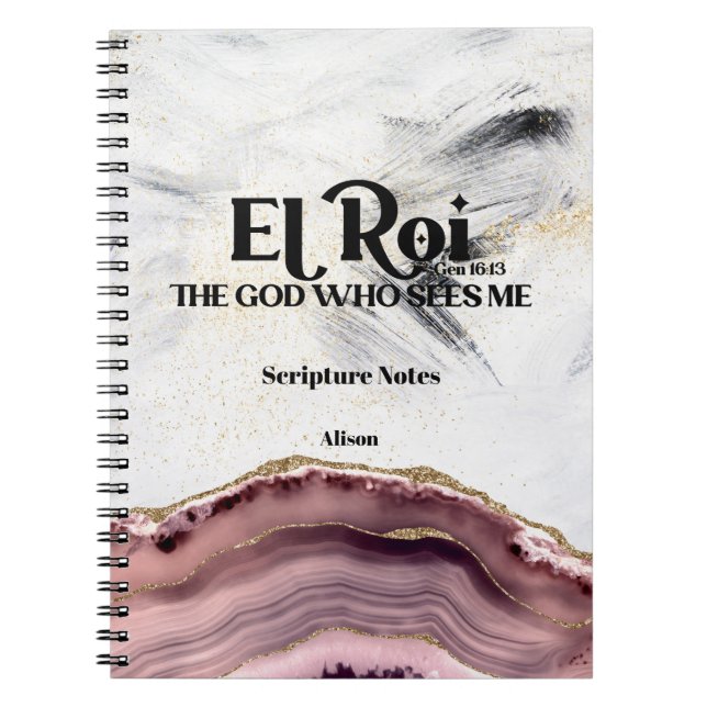 El Roi The God Who Sees Me  Monogram Scripture Notebook (Front)
