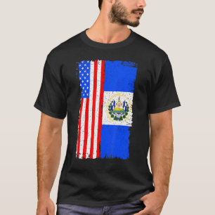 El Salvador American Flag Salvadoran Root Heritage T-Shirt