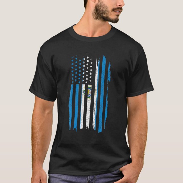 El Salvador American Salvadorian Flag Pride Patrio T-Shirt (Front)