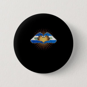 El Salvador And Nicaragua Heart Hands 6 Cm Round Badge