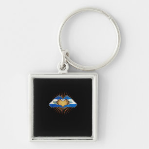 El Salvador And Nicaragua Heart Hands Key Ring
