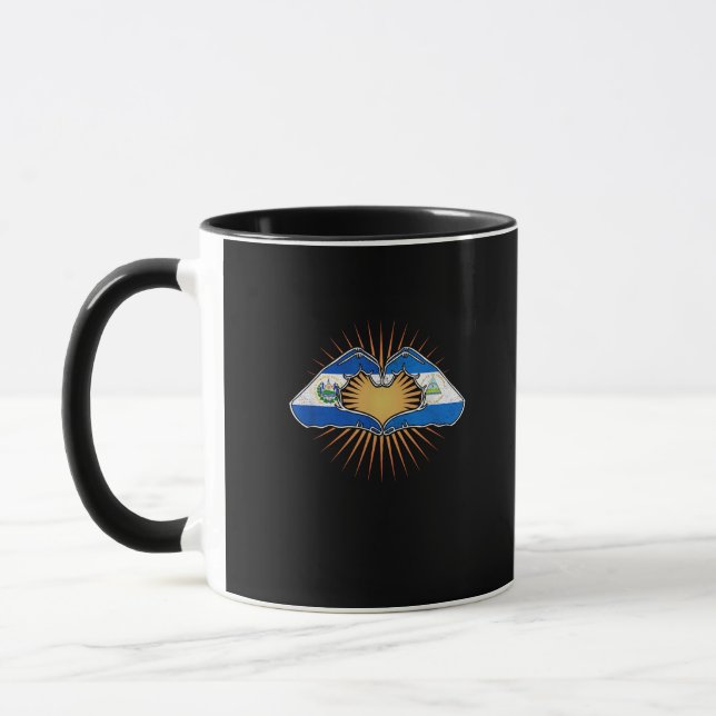 El Salvador And Nicaragua Heart Hands Mug (Left)