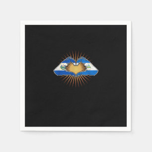 El Salvador And Nicaragua Heart Hands Napkin