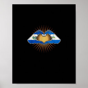 El Salvador And Nicaragua Heart Hands Poster