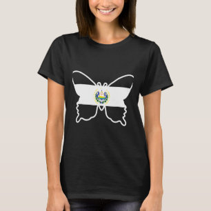 El Salvador Butterfly Flag Emblem Coat Of Arm Tee
