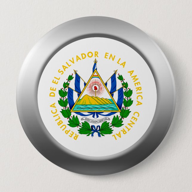 El Salvador Coat of Arms 10 Cm Round Badge (Front)