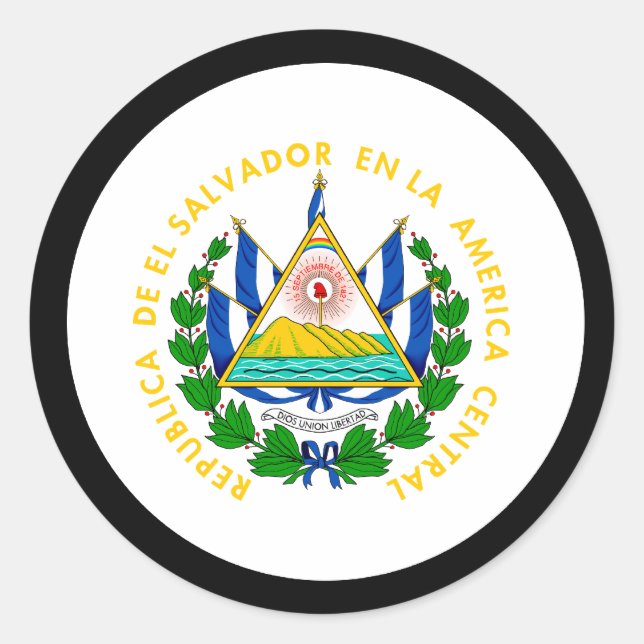 El Salvador Coat of Arms Classic Round Sticker (Front)
