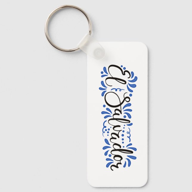 El Salvador Design Rectangular Key Key Ring (Front)