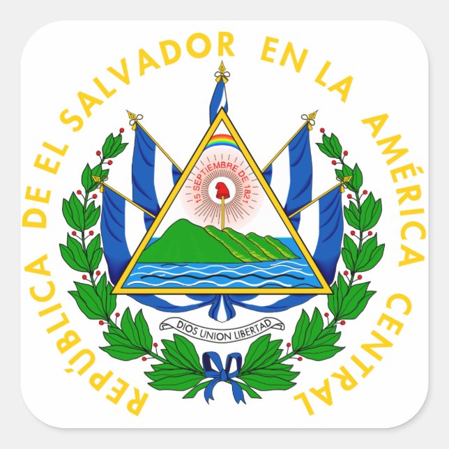 el salvador emblem square sticker (Front)