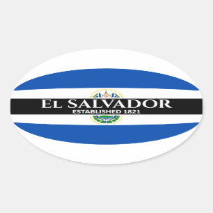 El Salvador Established 1821 Flag White Text Oval Sticker