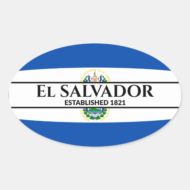 El Salvador Established 1821 National Flag Oval Sticker (Front)