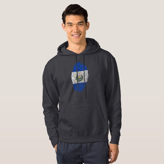 El Salvador fingerprint flag Hoodie (Front Full)