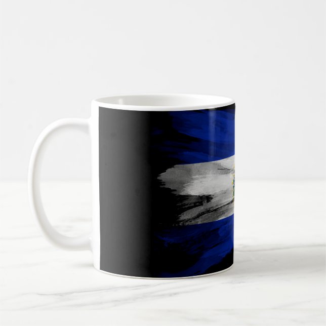 El Salvador flag brush stroke, national flag Coffee Mug (Left)