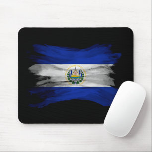 El Salvador flag brush stroke, national flag Mouse Mat