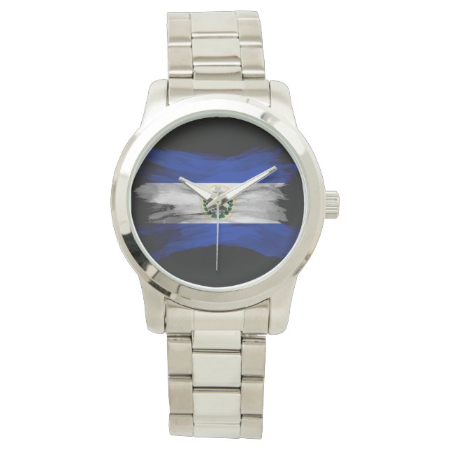 El Salvador flag brush stroke, national flag Watch (Front)