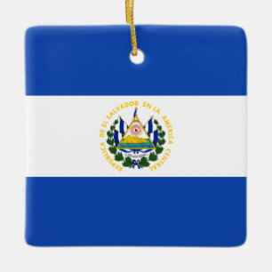 El Salvador Flag Ceramic Ornament