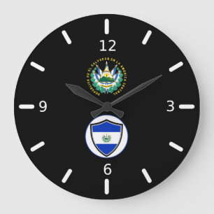 El Salvador flag-emblem large clock