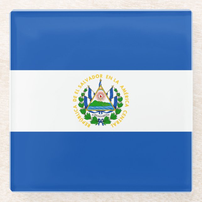 El Salvador Flag Glass Coaster (Front)