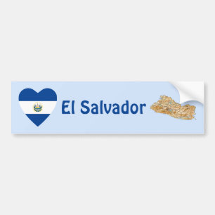 El Salvador Flag Heart + Map Bumper Sticker