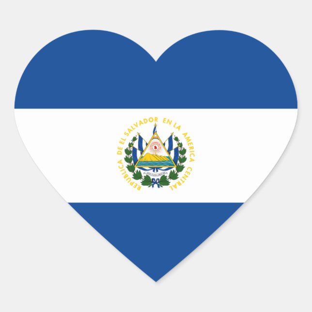 El Salvador Flag Heart Sticker (Front)