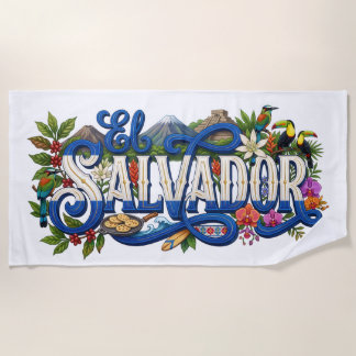 El Salvador Flag, Heritage, Culture & Tradition Beach Towel