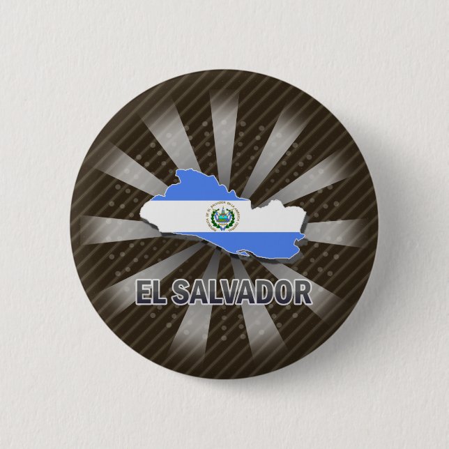El Salvador Flag Map 2.0 6 Cm Round Badge (Front)