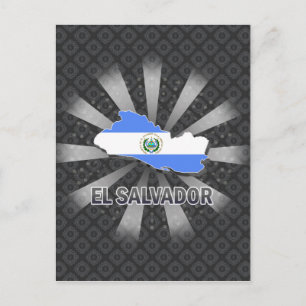 El Salvador Flag Map 2.0 Postcard