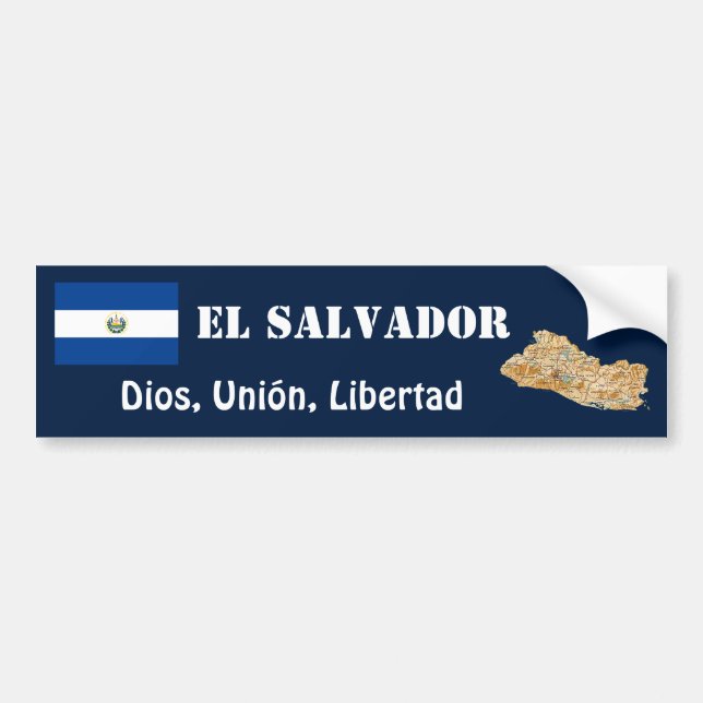 El Salvador Flag + Map Bumper Sticker (Front)