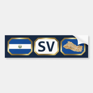 El Salvador Flag Map Code Bumper Sticker