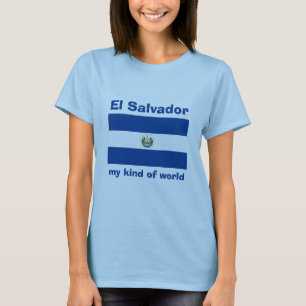 El Salvador Flag + Map + Text T-Shirt