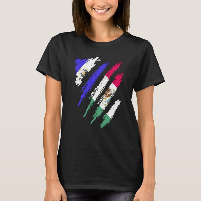 El Salvador Flag Mexico Grown Patriot Country Stri T-Shirt (Front)