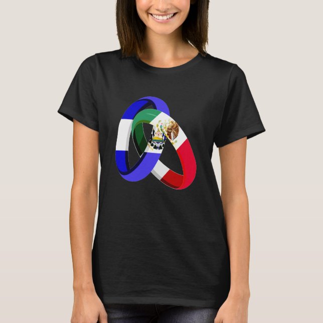 El Salvador Flag Mexico Grown Ring Marriage Weddin T-Shirt (Front)