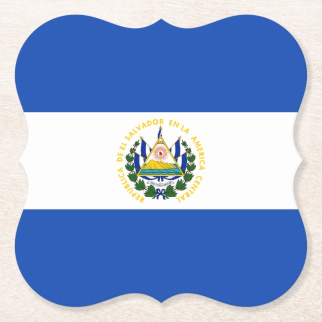 El Salvador Flag Paper Coaster (Front)