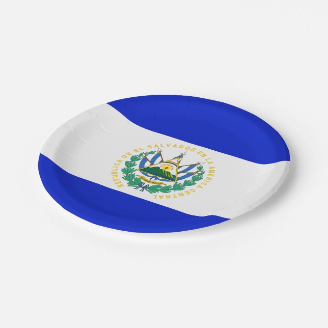 El Salvador flag Paper Plate (Angled)