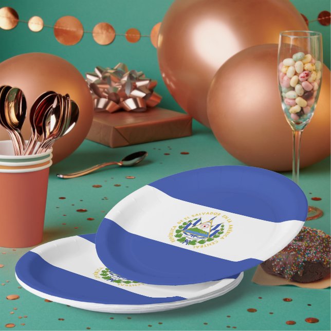 El Salvador flag Paper Plate (Multi)