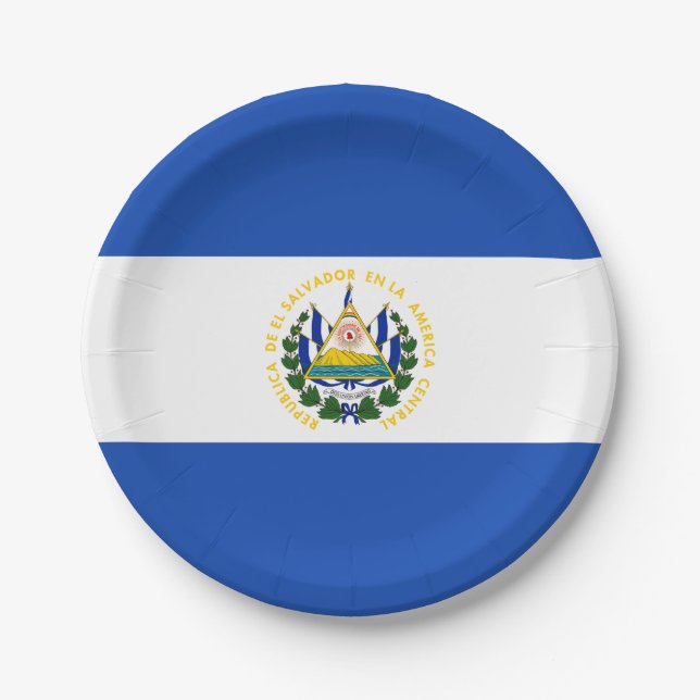 El Salvador Flag Paper Plate (Front)