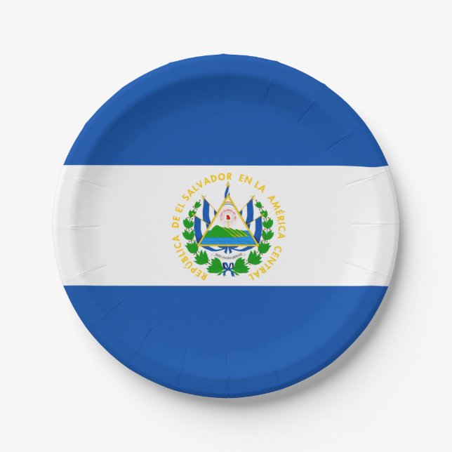 El Salvador flag Paper Plate (Front)